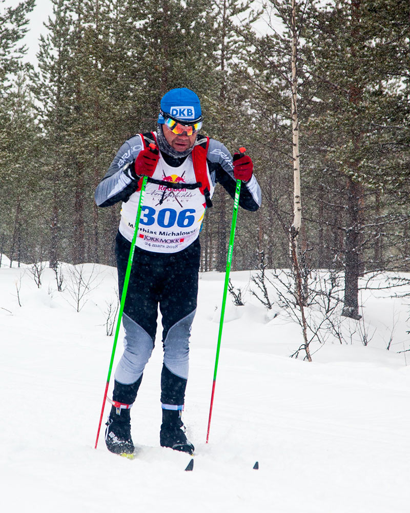 Matthias Michalowski beim Nordenskiöldsloppet 2018 (Foto: Skadi Michalowski)