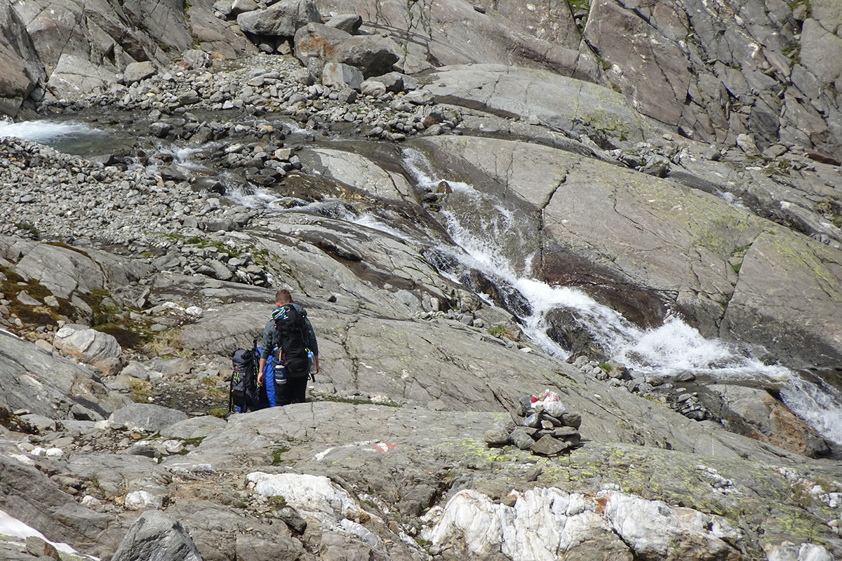 Schobergruppe: Abstieg über den Wasserfall (Foto: Manuela Zobolski)