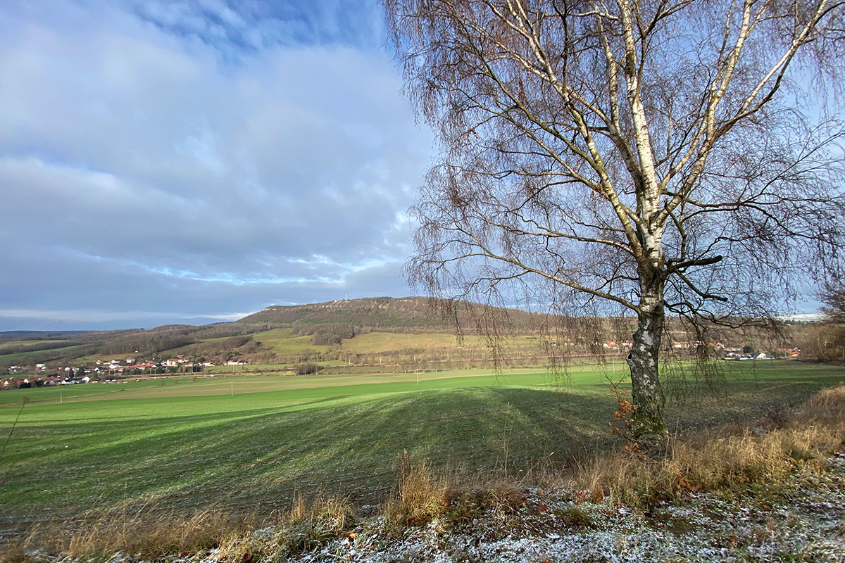 2021 Schmoddertour: Großer Hörselberg von gegenüber bei Sättelstädt (Foto: Andreas Kuhrt)