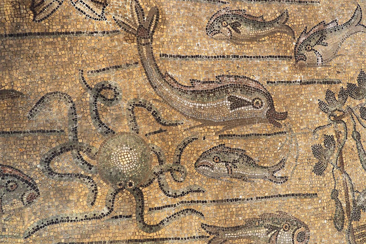 Friaul 2023: Aquileia: Basilika Santa Maria Assunta: Mosaikboden (Manuela Hahnebach)