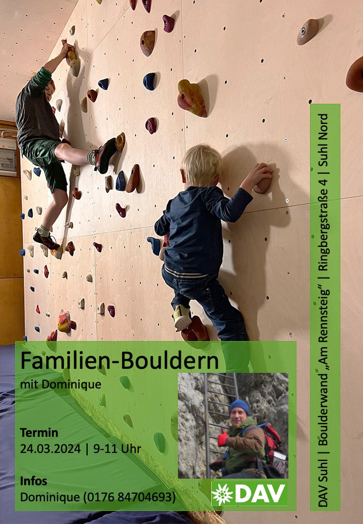 DAV Suhl Boulderraum: 24.03.2024: Familien-Bouldern mit Dominique