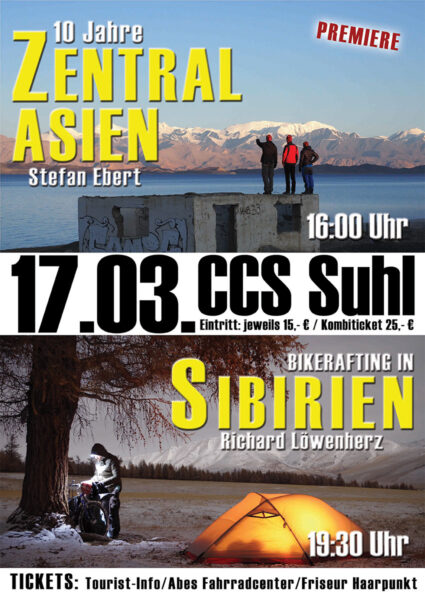 Suhl CCS 17.03.2024: Stefan Ebert: Zentralasien (Hike + Bike) | Richard Löwenherz: Sibirien (Bikerafting)