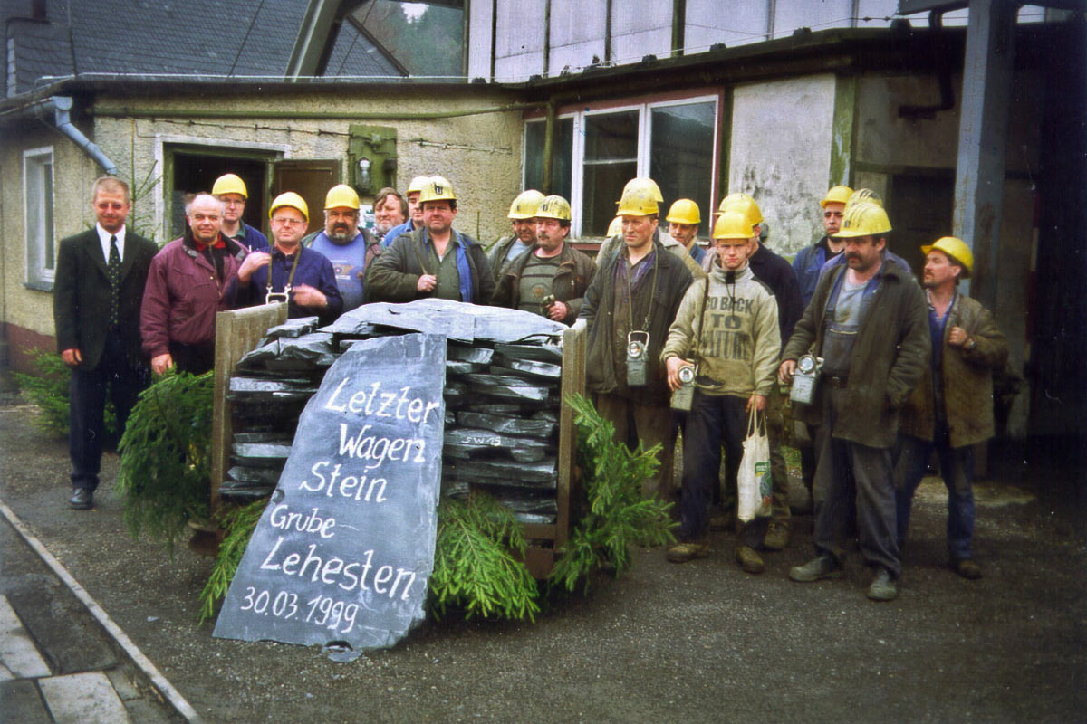 Letzter Hunt Schiefer 1999 aus der Grube Lehesten (Foto: Werner Liebeskind, Lehesten)
