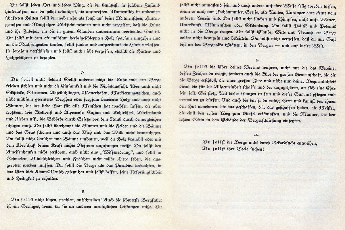 Luis Trenker "Meine Berge": 10 Bergsteigergebote